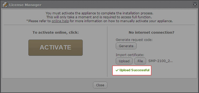 Manual Activation Successful