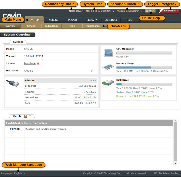 CMS User Interface