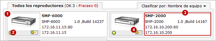 Información de reproductor – Vista en icono