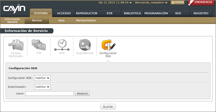 Habilitar/Inhabilitar CAYIN SDK