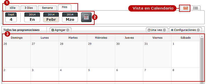 Vista en Calendario