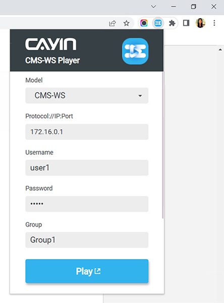Configure CAYIN CMS-WS Player