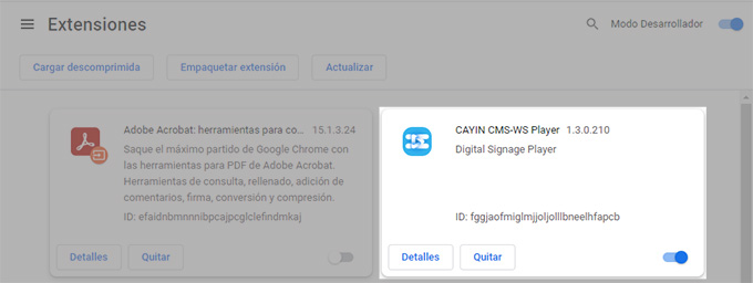 CAYIN CMS-WS Player installed
