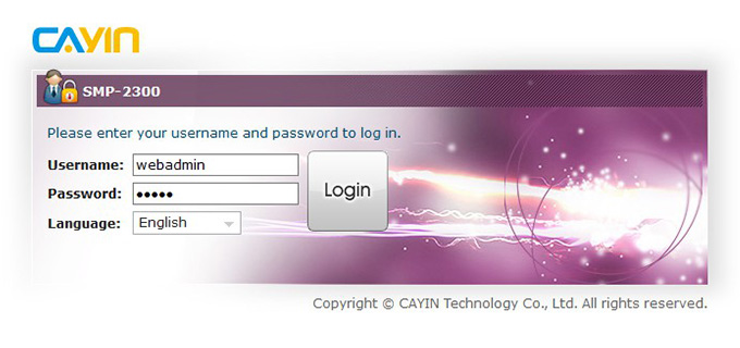 Log in page