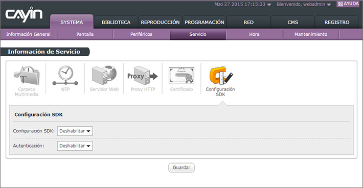 Habilitar/Inhabilitar CAYIN SDK