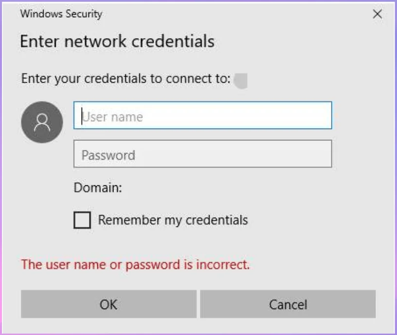 ネットワーク資格情報を入力